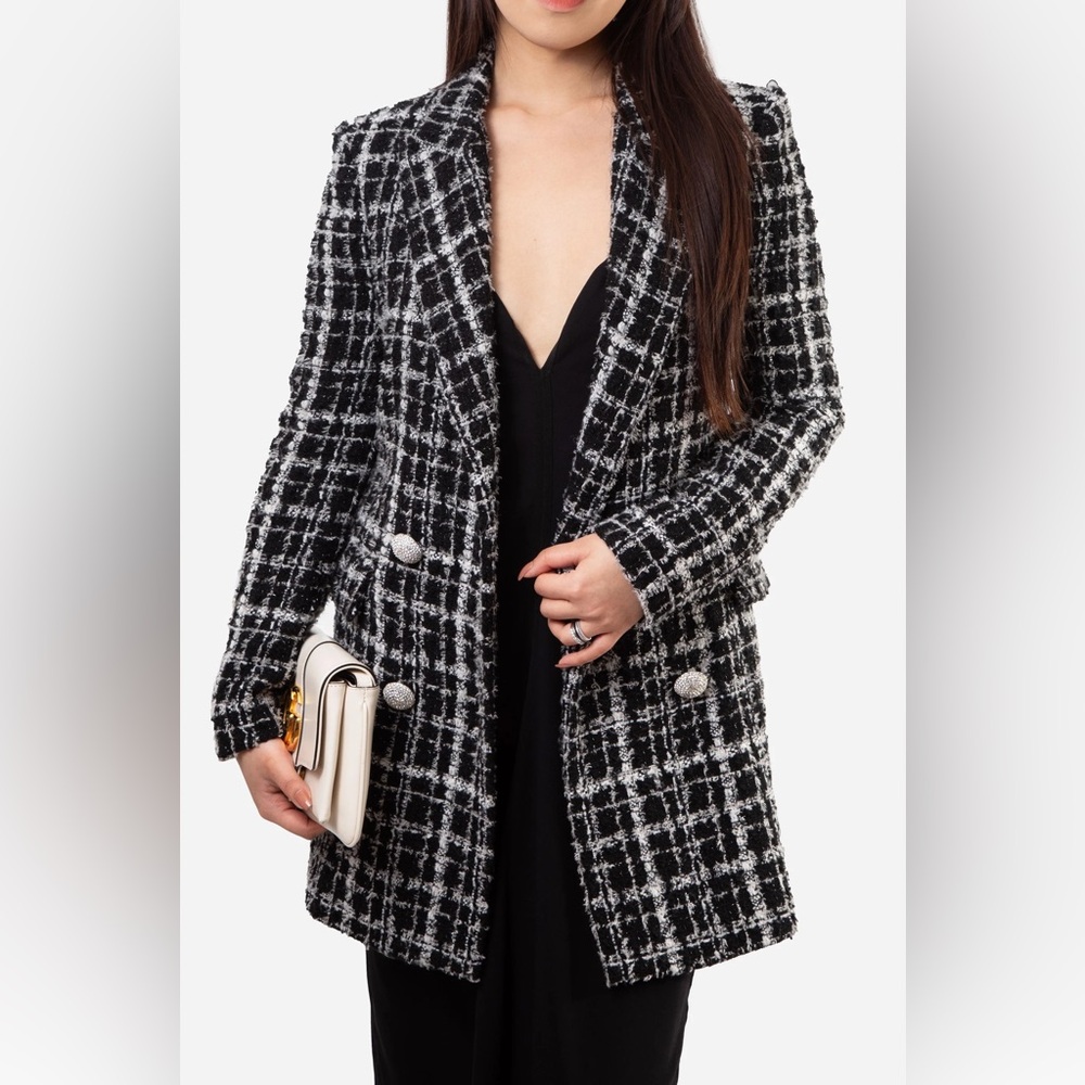 Ronny Kobo Black/White Houndstooth Lily Coat Size XS